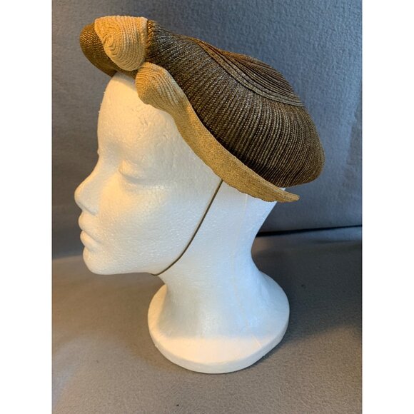 Norman Durand Ladies Brown Metallic Hat Sz 22 Vintage - Picture 9 of 16